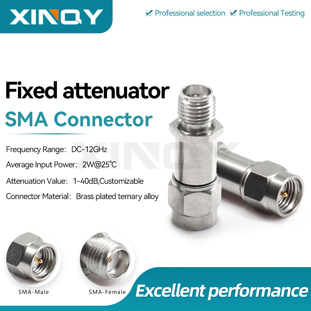 Xinqy 2W Coaxial Attenuator Stainless Steel Sma-Jk Male/Female 1/3/5/6/10/20/30Db 12g