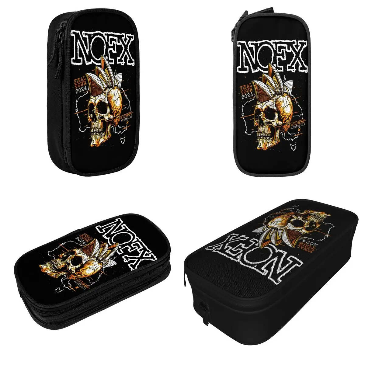 NOFX Music Logo Pencil Cases Punk Rock Band Pencilcases Pen Box for Student Large Storage Bag Students School Gift Stationery