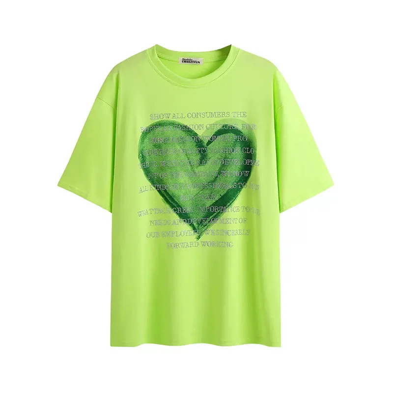 fluorescent green Fashion Women\'s T-shirt For Summer Short Sleeve Pulovers Loose Casual hot drill Cotton Tops T Shirt 4XL 150KG