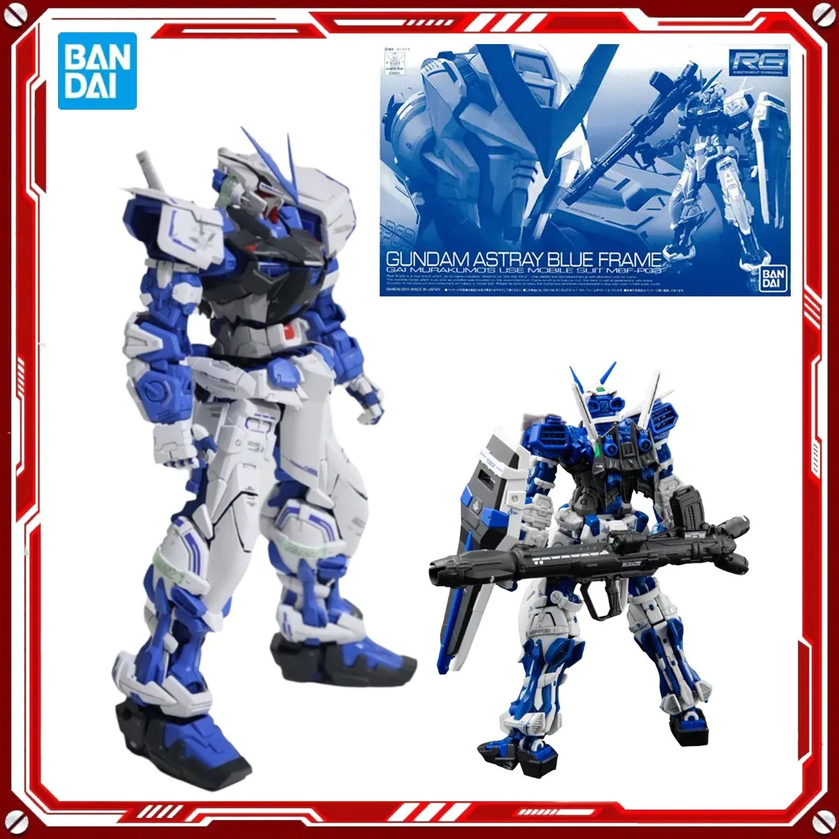 

Bandai Genuine Gundam Anime Model Kits Astray Mobile Blue Suit Gunpla Toys RG 1/144 Action Figure Assembly Model Gift for Kids
