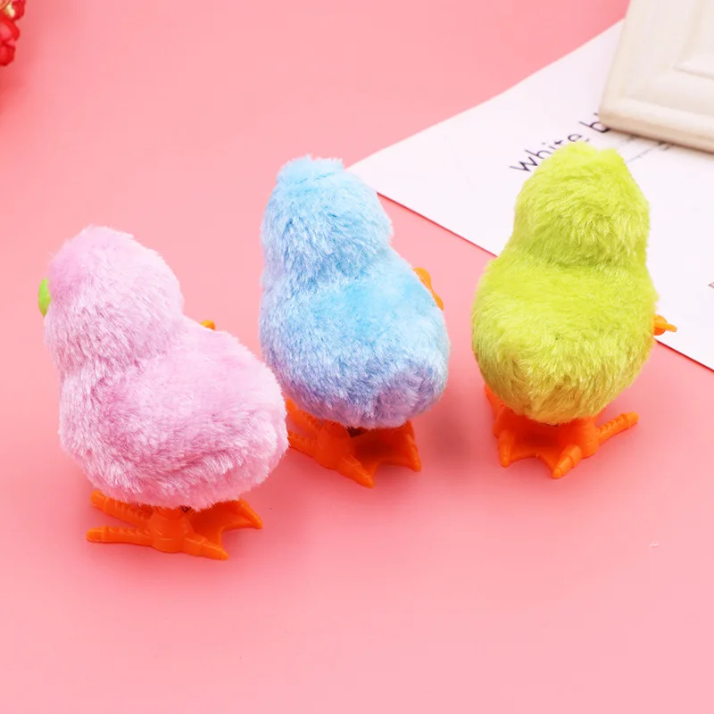 Wind Up Plush Chicken Hopping Funny Chicken Kids Educational Toy Clockwork Jumping Walking Chicks Toys Kids Gift