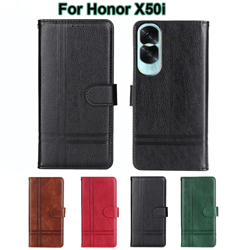 

Vintage Leather Case For Honor X50i Wallet Case Flip Cover Protection Phone Funda Para Honor X50i X50 i X 50i CRT-AN00 6.7" Etui