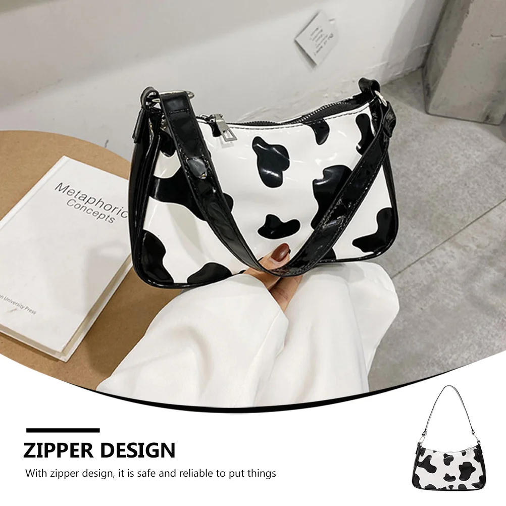 

Cow Color Matching Underarm Bag PU Material Lightweight Large Capacity Fashion Shoulder Bag Mini Purse for Beach Party Travel