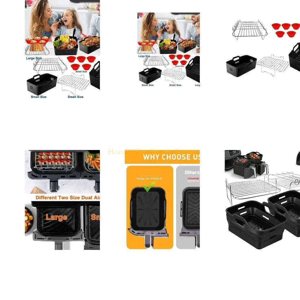 D0AB 에어 프라이어 트레이 삽입 에어 프라이어 액세서리 오븐 에어 프라이어 용 실리콘 라이너