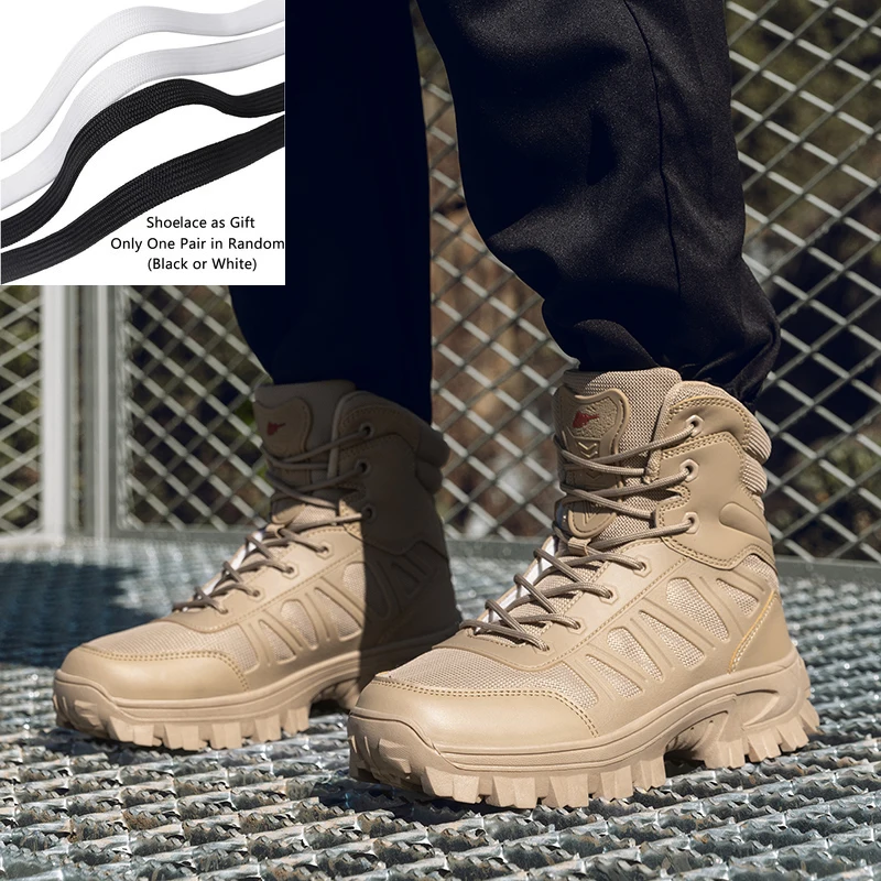

Outdoor High-top Boots Men Lace-up Breathable Anti-slip Breathable Hiking Boots Men Shock-absorbing Casual Ankle Boots Men
