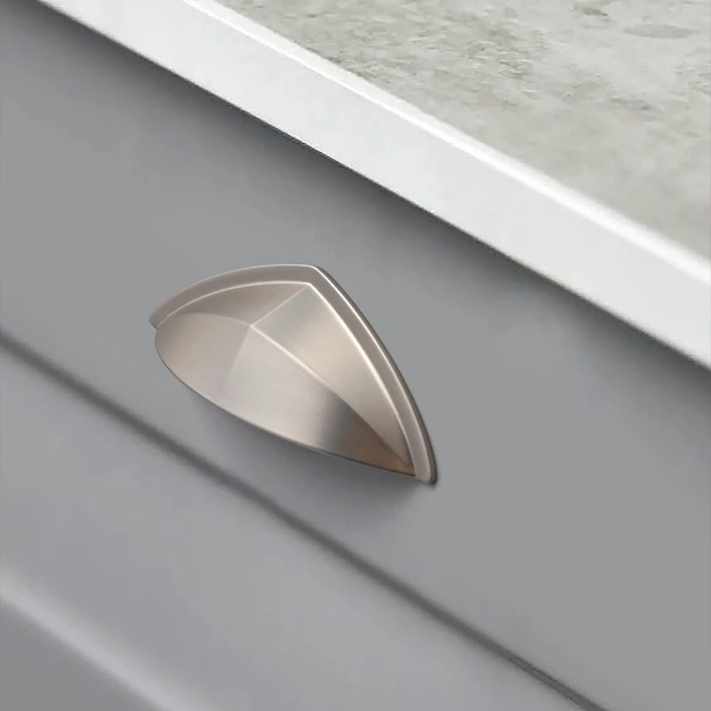 Minimalist drawer cabinet door shell pull handle for kitchen cabinet wardrobe and dressing table single-hole furniture hardware