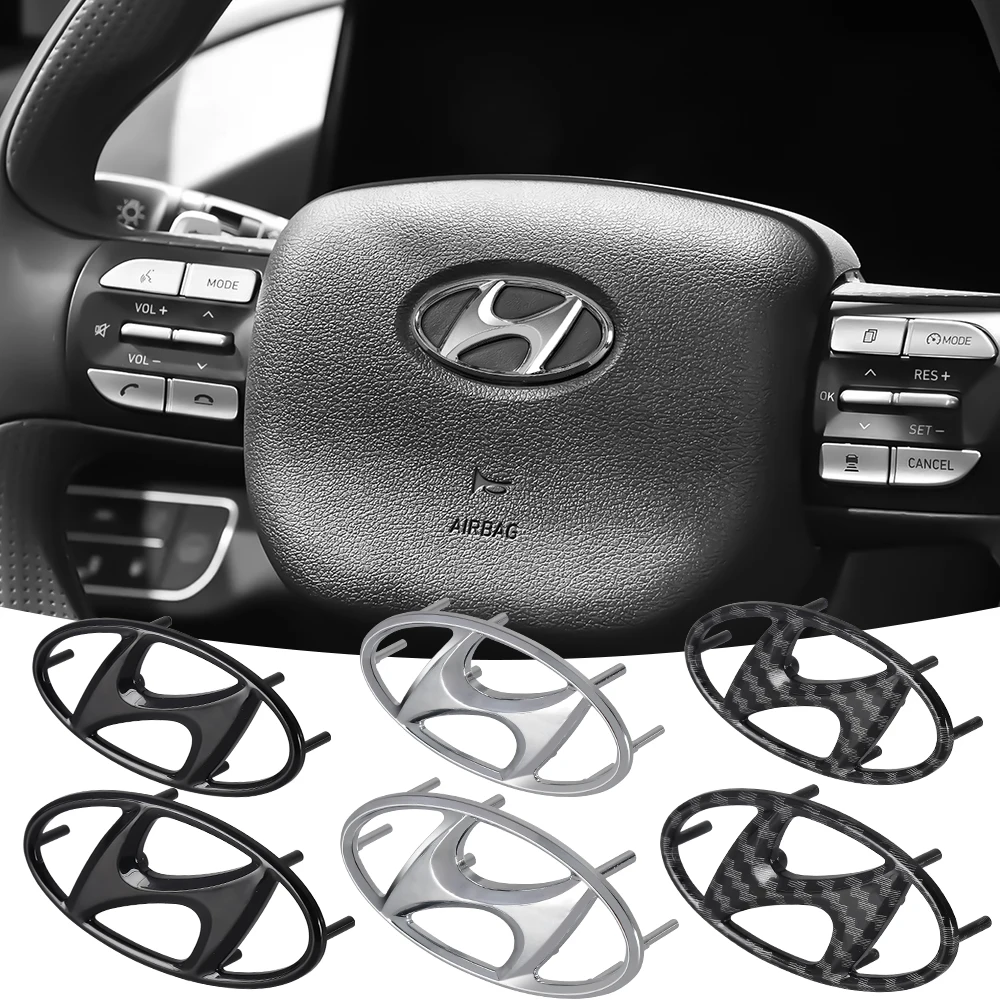 Capa com emblema do logotipo central do volante do carro, acessórios automotivos para hyundai i20 i30 tucson i10 ix35 i40 acento azera elantra ioniq