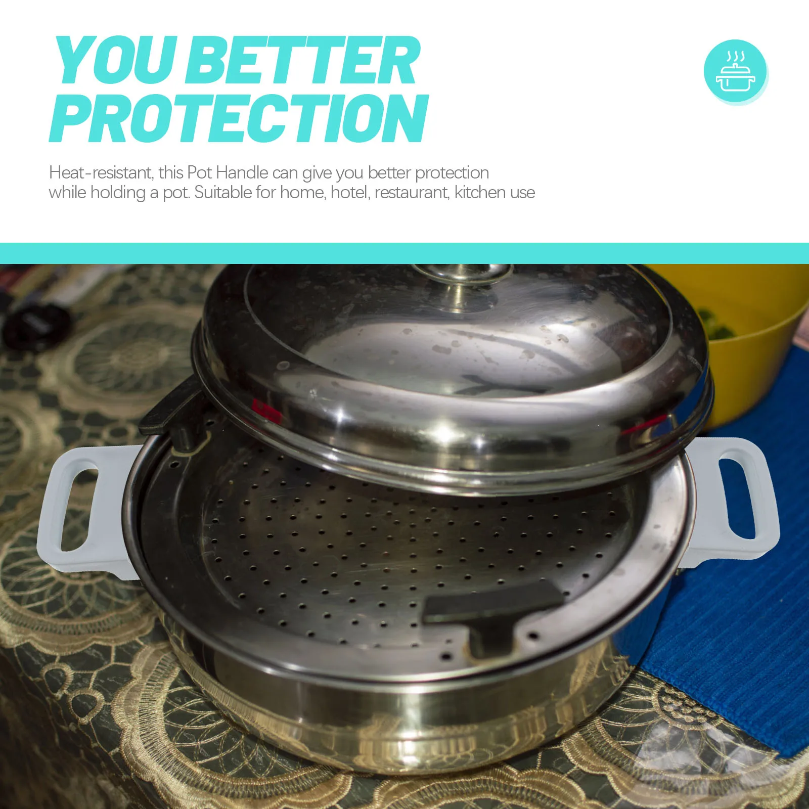 

Practical Side Handle for Kitchen Gadgets Replacement Pan Part Anti Scald Insulated Pot Handle Comfortable Grip Sturdy Steaming