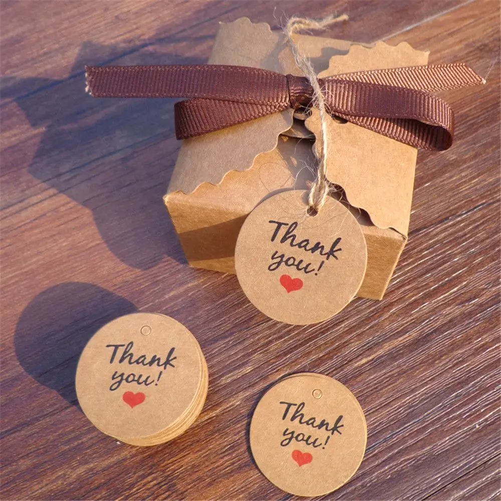 100PCS Party Handmade Package Red Heart Tag Cards Price Label Gift Tags