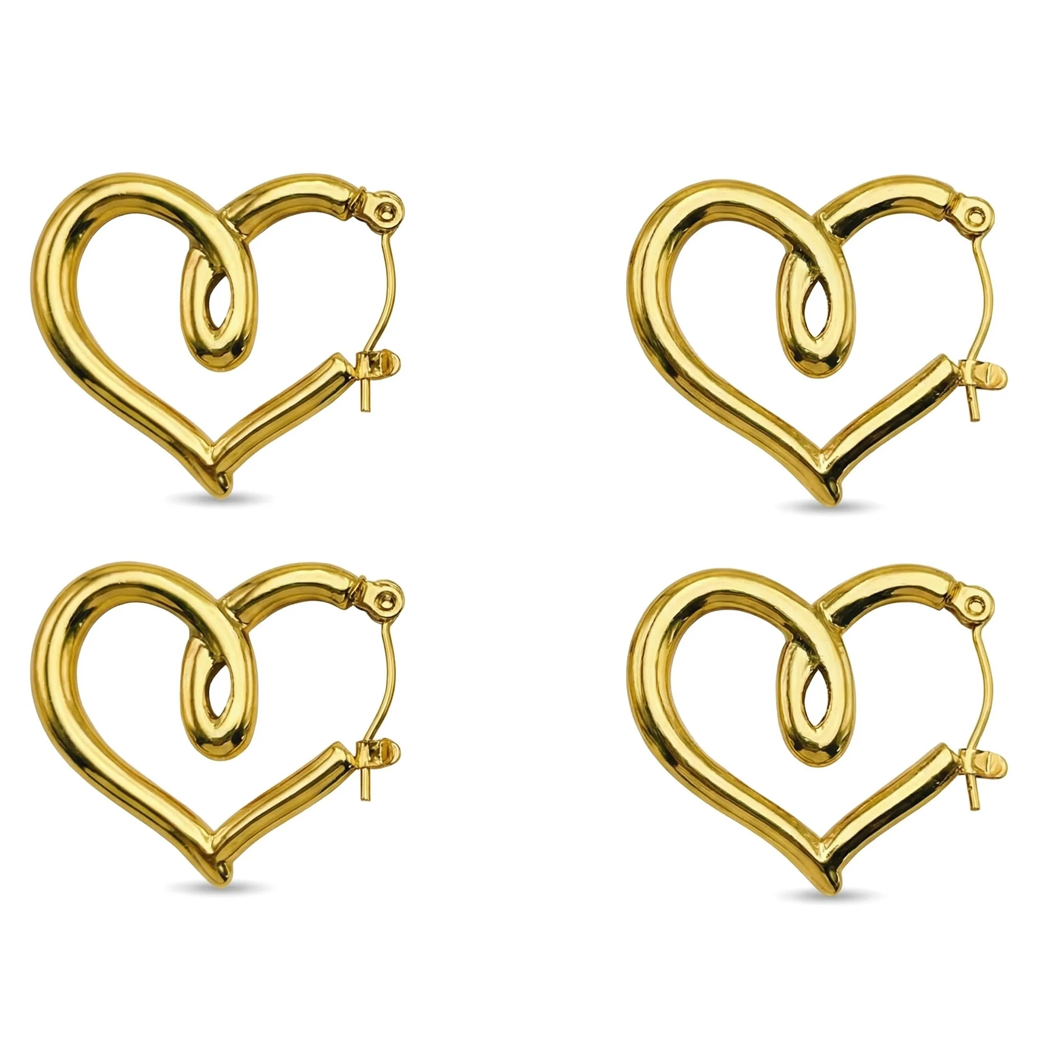 Open hartvormige oorringen, minimalistische gedraaide liefdessieraden voor vrouwen tijdens huwelijksceremonies en als cadeau.