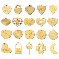 3pcs/Lot Retro Female Steel 14K Gold Color Jewelry Accessory Love Mom Heart DIY Earrings Charms Lock Key Neaclace Pendant