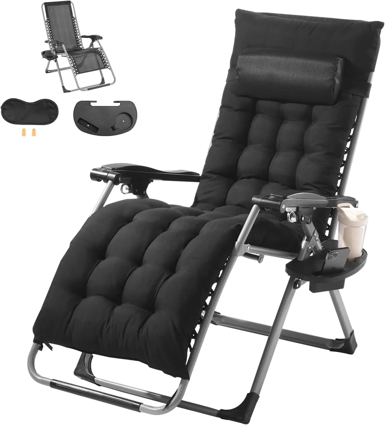

Zero Gravity Chair, 26 inch Zero Gravity Recliner Lounge Chair for Indoor and Outdoor, Adjustable Anti Gravity, 500 lbs, Black