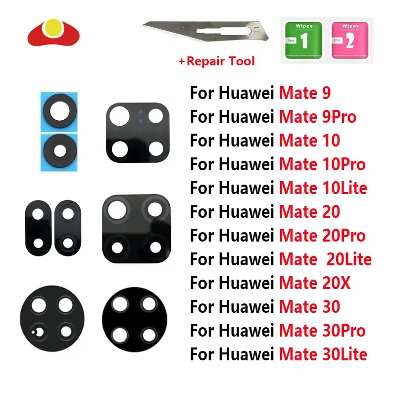 For Huawei Mate 30 20 10 9 Pro Mate 30 Lite 20X Back Rear Camera Lens Glass with Tool Adhensive Sticker Replacement Parts