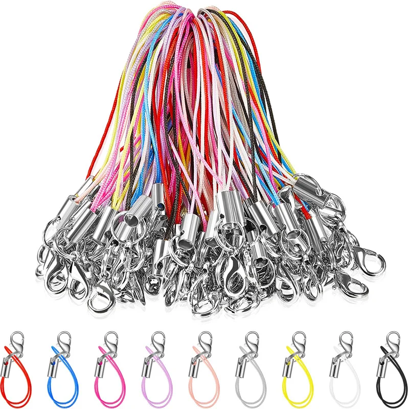 100pcs/lot Cell Phone Lanyard Strap Cords Hook Rope With Lobster Clasp Keychain Keyring Fobs For Charm Jewelry Findings Making