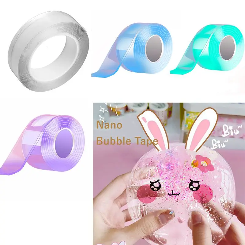 DIY Blowing Bubble Nano Tape Double Sided Nanoglue Tape Adhesive Waterproof DIY Crafts Tape Children Toys Kids Decompression Toy