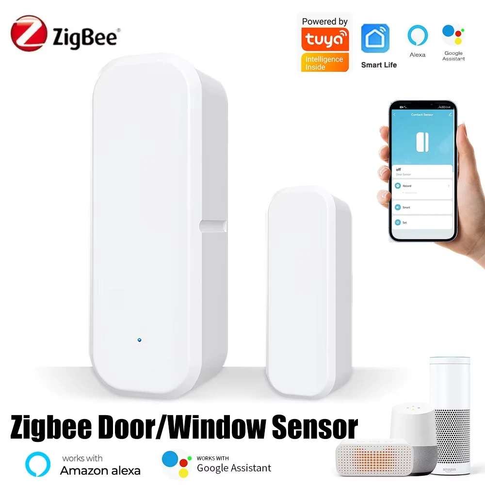 

Датчик двери Tuya Zigbee, датчик входа в окно, датчик безопасности, датчик охранной двери, сигнализация Smart Life, магнитный датчик двери Alexa Google Home