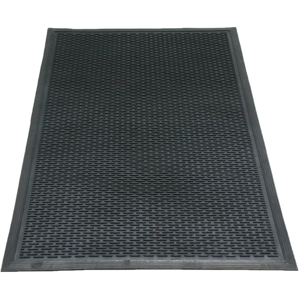 

Dura-Scraper Linear Commercial Rubber Entrance Door Mat - 3/8 in x 3 ft x 5 ft - Black