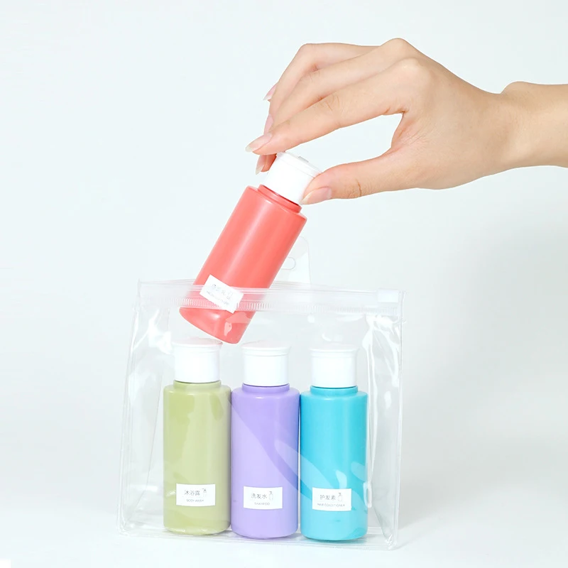 4Pcs/Set Refillable Bottle 60ml Soft Silicone Lotion Container Squeeze Tube Empty Bottle Portable Travel Shampoo Bottle