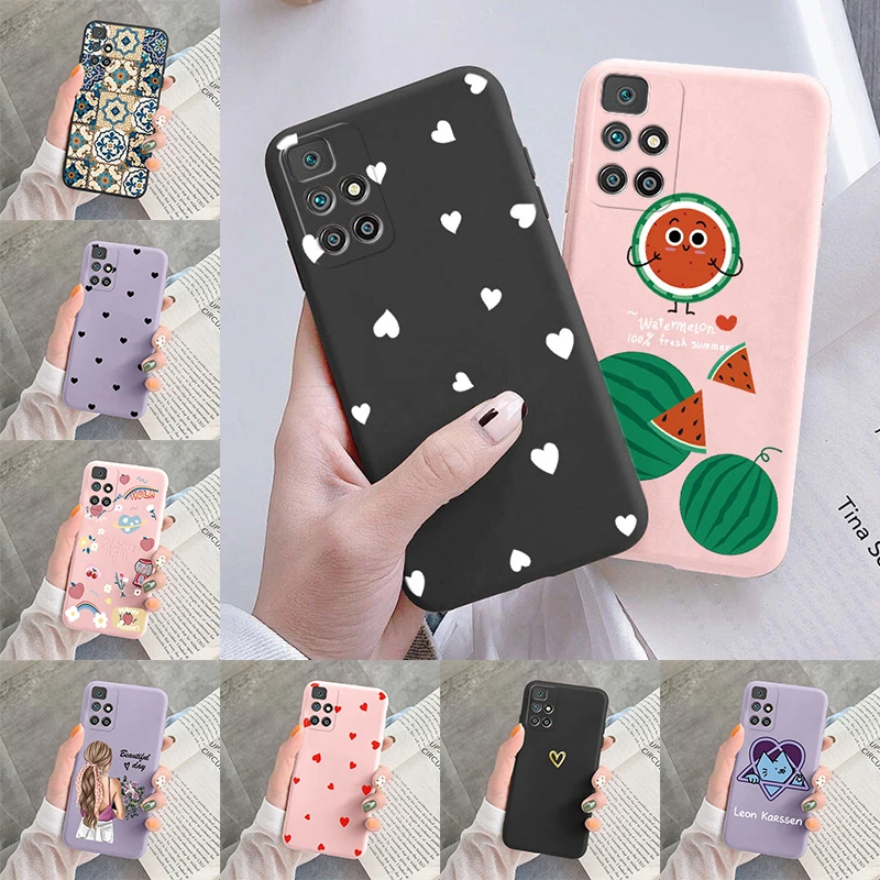 For Xiaomi Redmi 10 2021 Case Cute Cat Women Girls Love Fruit Cat Flower Animal TPU Silicone Cover for Redmi10 2022 Phone Cases