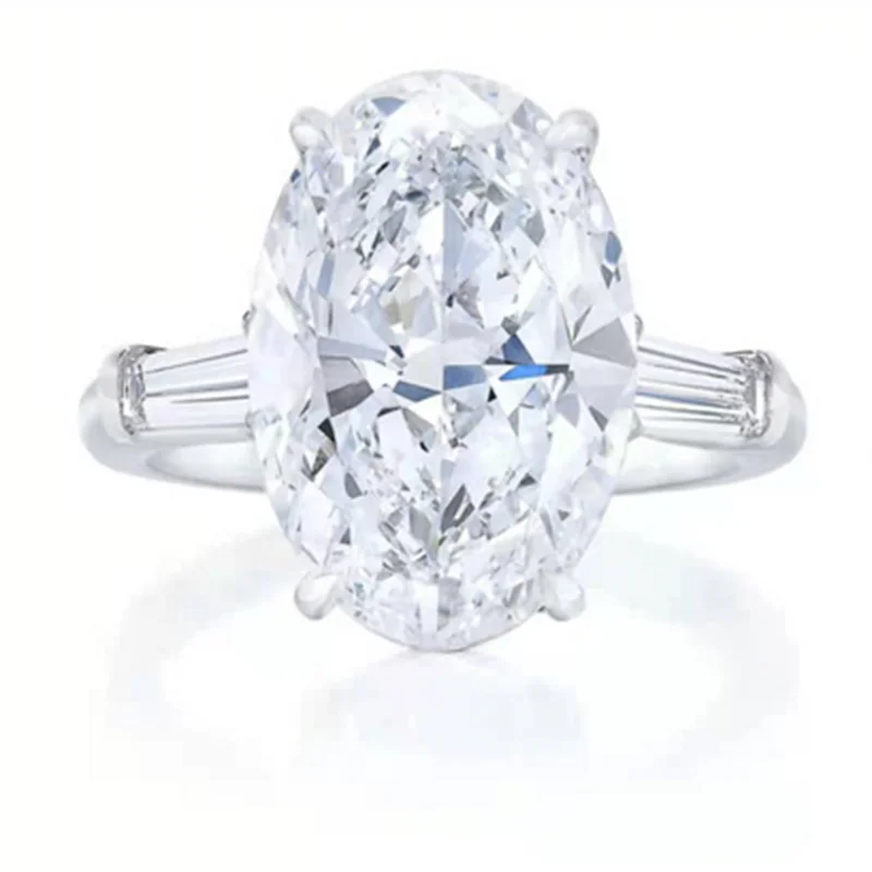 Copper Set Zircon Oval Four Prong Diamond Pigeon Egg Ring Wedding Bride Wedding Engagement Ring Exquisite Luxury Jewelry image 2