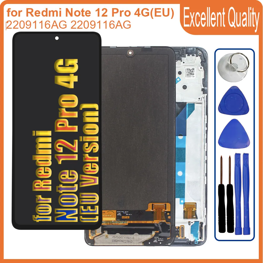 AMOLED LCD for Xiaomi Redmi Note 12 Pro 4G ‎EU LCD Display 2209116AG Touch Screen for Redmi Note 12 Pro 4G EU LCD Replacement