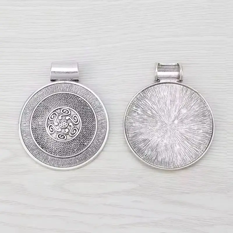 2 x Tibetan Silver Boho Bohemian Large Round Medallion Charms Pendants For Necklace Jewelry Making Findings 76x62mm