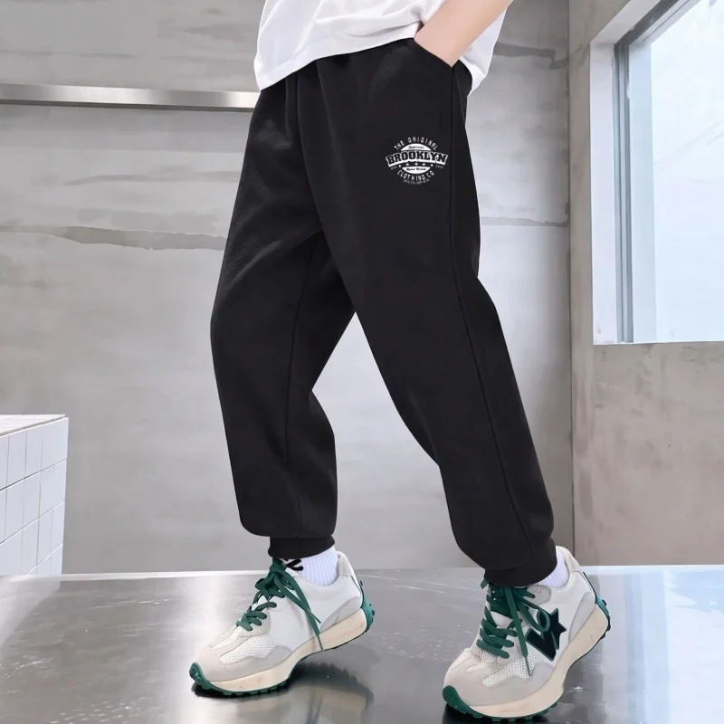 California Logo Jogginghose für Kinder, Frühling und Herbst, Baumwoll-Langhose, Jungen Brooklyn Street Hose, 3-14 Jahre – Detail 5