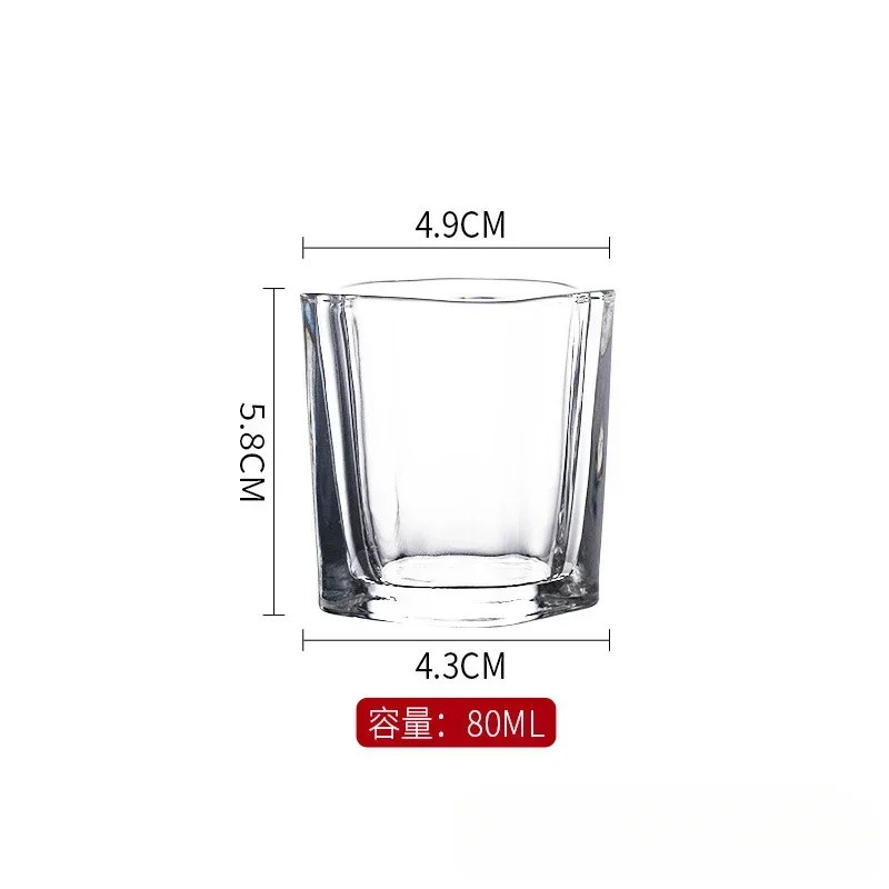 6pcs Household one cup foreign wine glass small square wine glass bar whisky glass