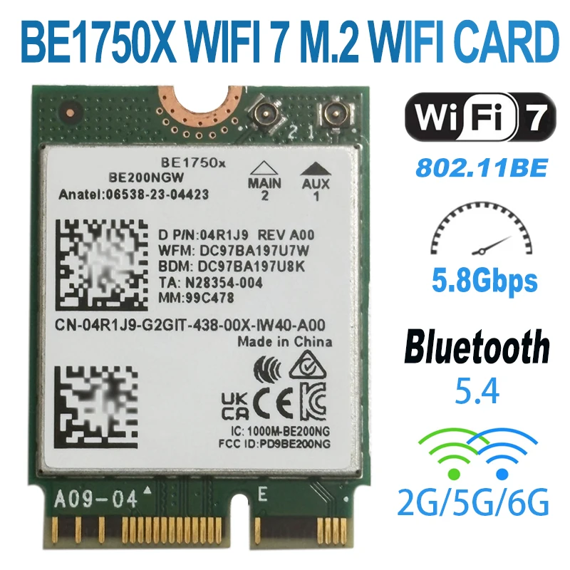 WiFi7 wireless network card 1750x BE200 laptop desktop computer Bluetooth 5.4 Gigabit WF receiver killer 1750x wifi 7 BE1750