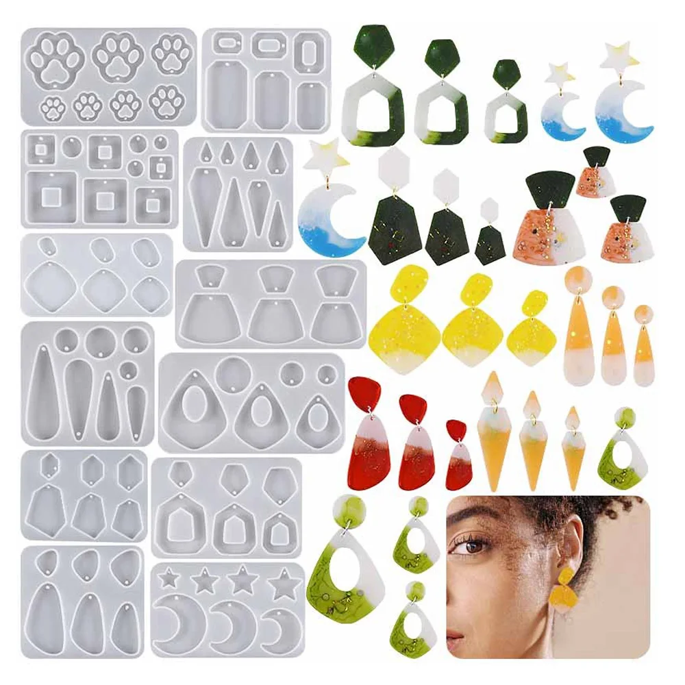 

Earring Pendant Epoxy Silicone Mold Geometry Necklace Key Chain Pendant Earrings Resin Mold Jewelry Making Accessories
