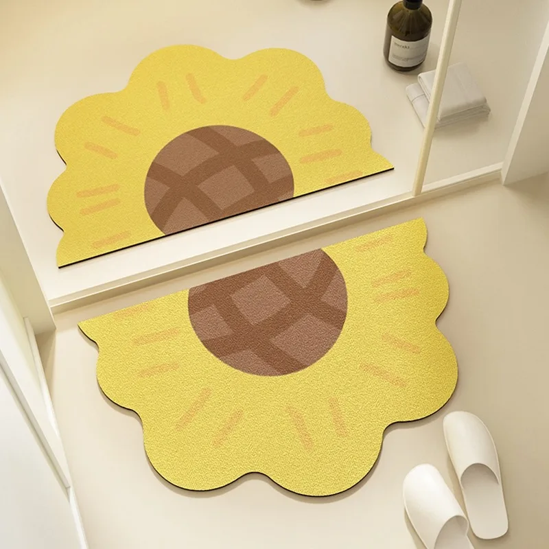 

Non-slip Bathroom Mat Absorbent Quick-drying Bath Carpet Flower Irregular Shape Floor Mats for Kitchen Entrance Home Footpad Rug