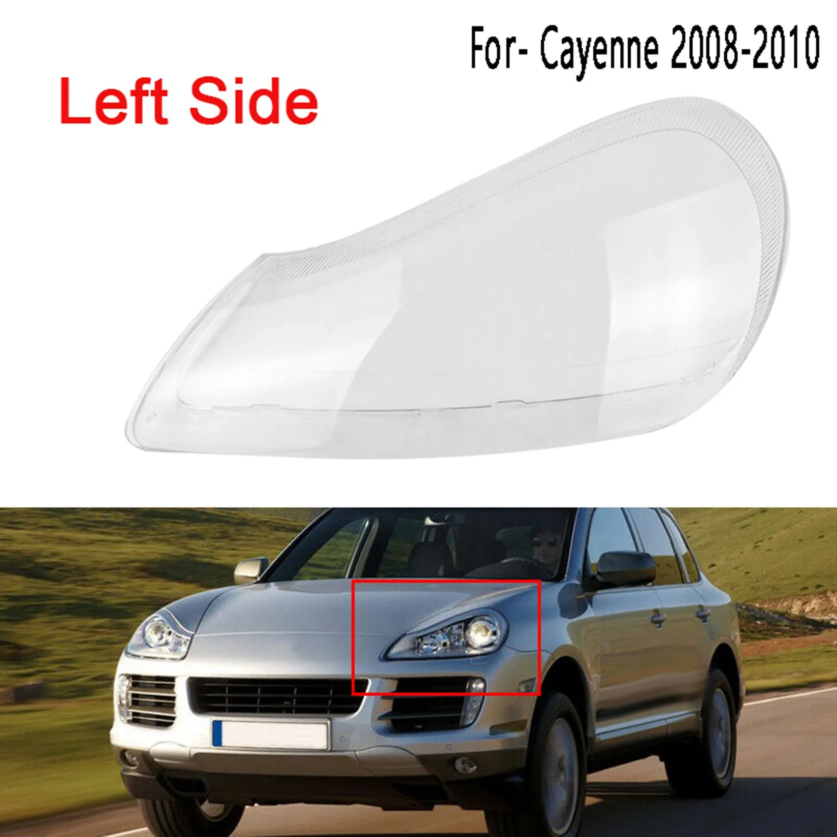 

Car Left Front Headlight Cover Headlight Clear Lens Cover Head Light Lamp Glass Lens Shell for-Porsche Cayenne 08-10