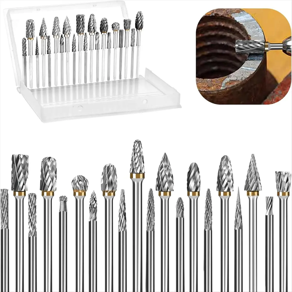 2026 + 20pcs 1/8 Inch ShankCarbide Burr Set Compatible with DremelBits Tool for Stone Wood Carving Cutting Engraving Polishing