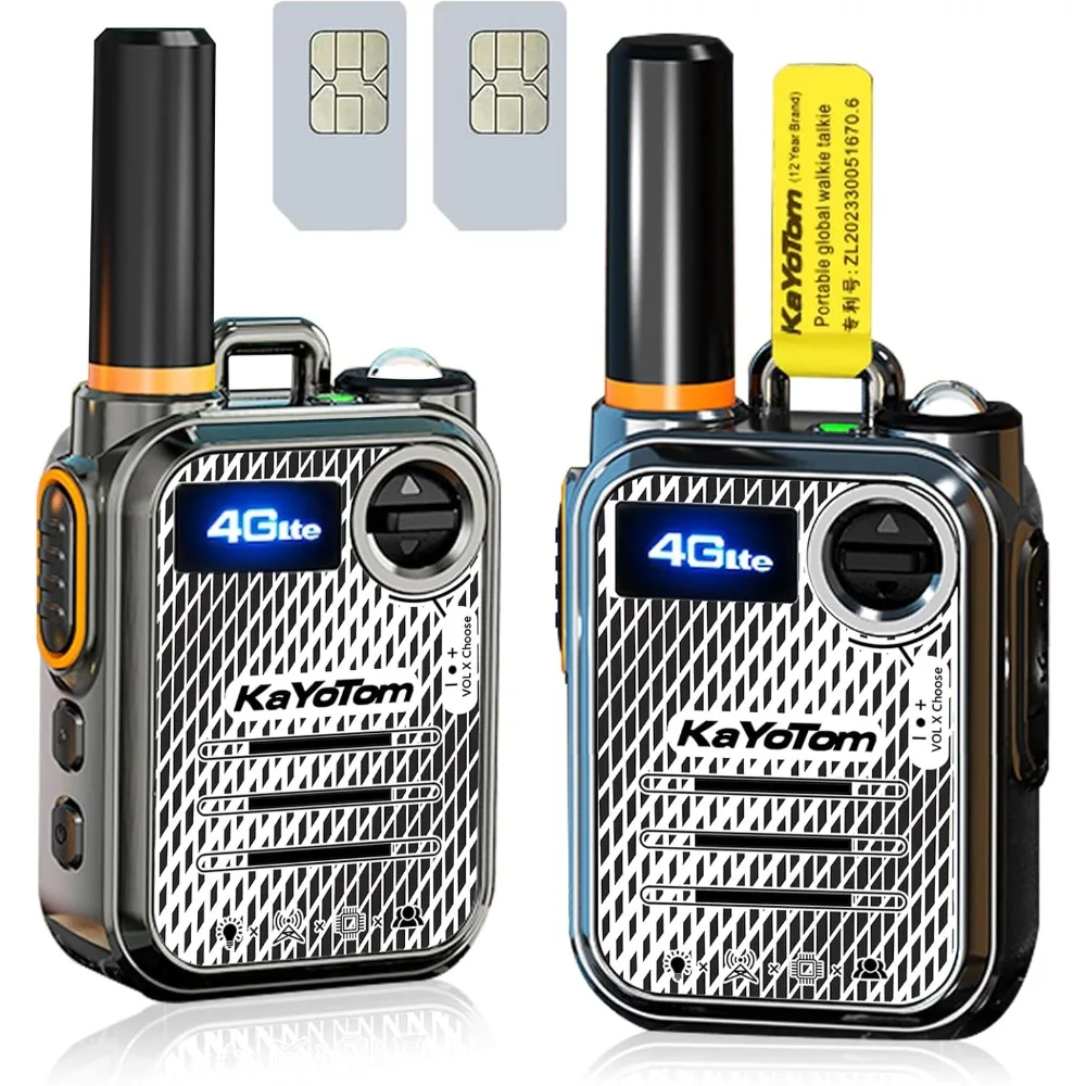 Global Walkie Talkies Rapid Radios 4G PoC Two Way Radios Unlimited Range PTT Push To Talk Over Cellular Radio (2 with SIM Card)