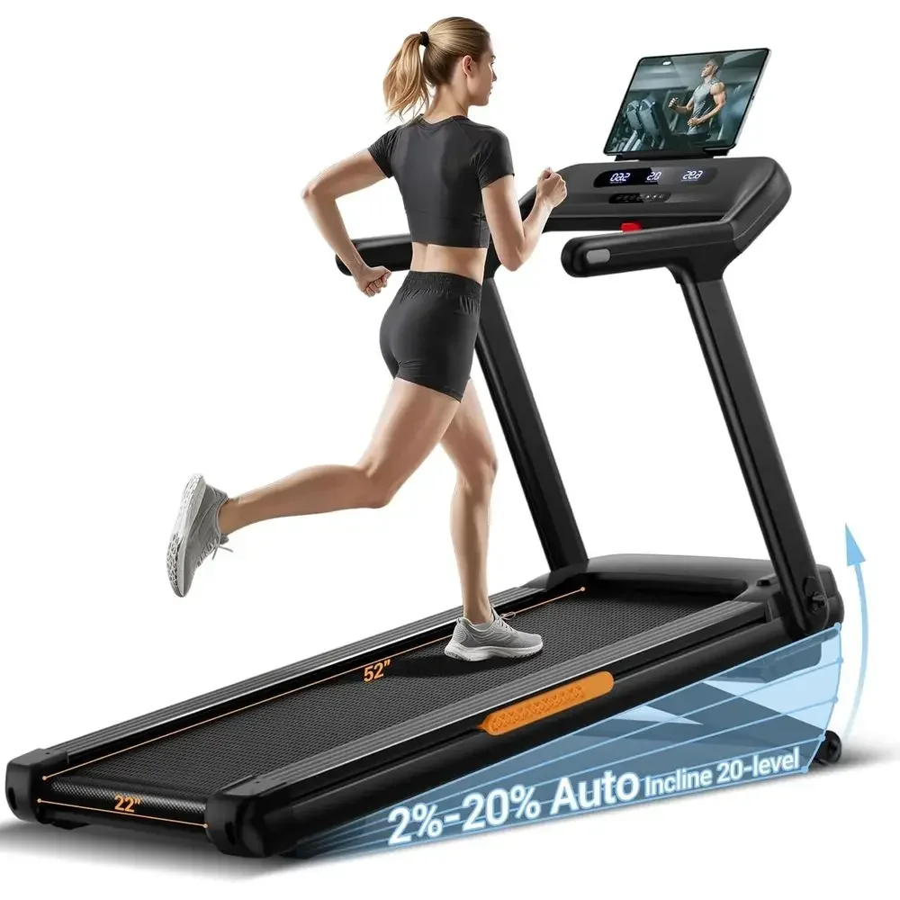 Adjustable 4.0HP Treadmill: 2%-20% Incline, 400 lbs Capacity, 9.5 MPH, 55x18 Running Surface