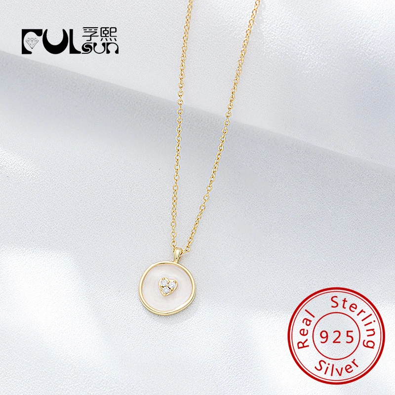 

Trendy 14k Gold White Cz Round Enamel Name Plate Necklace Custom Jewelry Sterling Silver for Lady