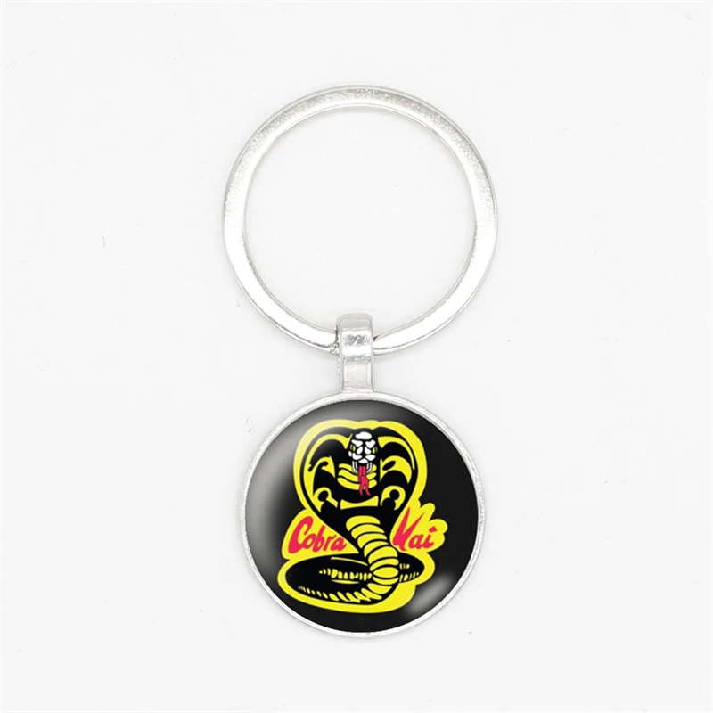 Karate Kid Movie Keychain Cobra Kai Art Photo Glass Cabochon Keyring Car Bag Pendant Keychain Men's Jewelry Gift