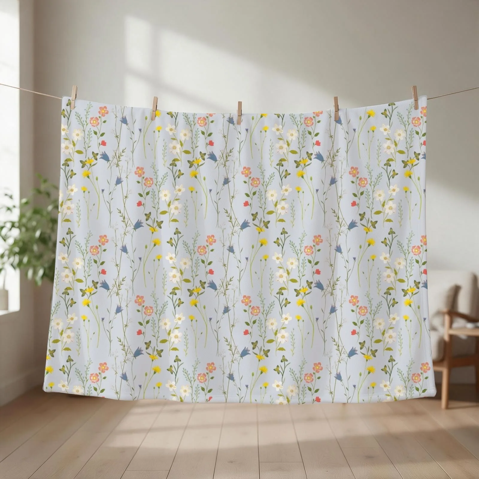 Midsummer Flowers Throw Blanket couch cozy soft plush fuzzy picnic outdoor blanket