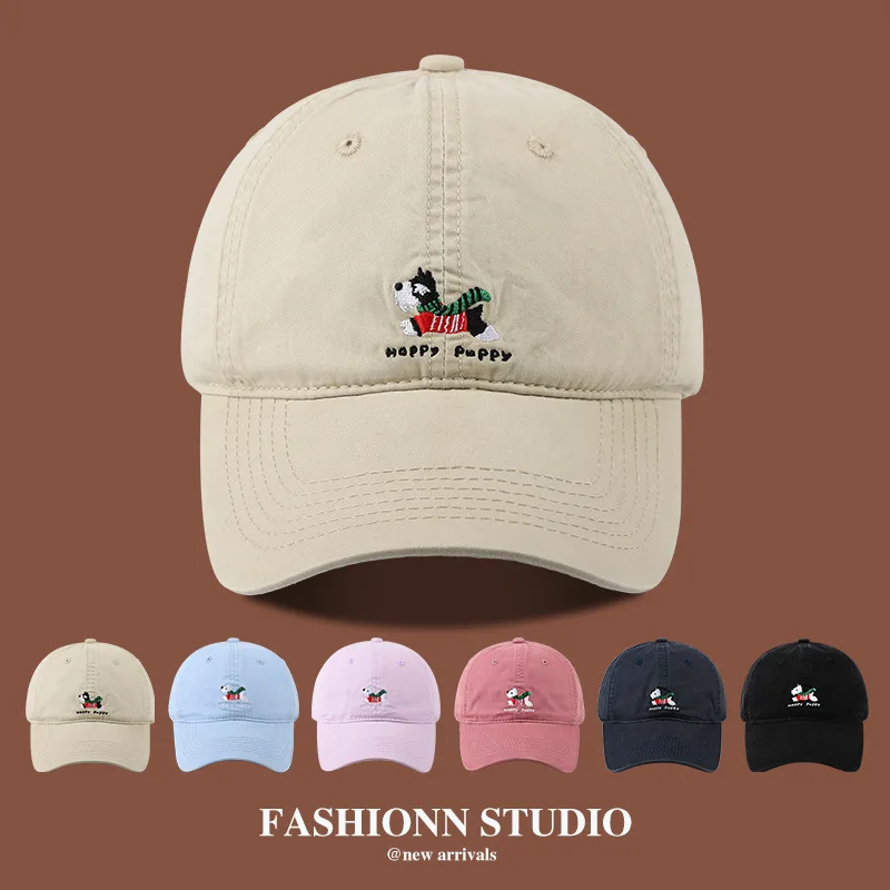 

Cartoon Embroidered Adjustable Baseball Cap Korean Soft Cotton Unisex Couple Hat Casual Street Style Decorated Accessories