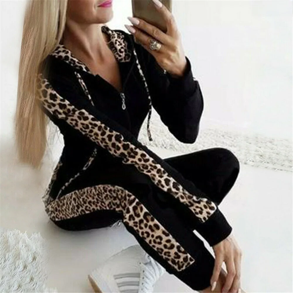 Set sportivo Trasuit da donna, 2 pezzi, felpa con cappuccio e cerniera, collezione invernale, abbigliamento casual alla moda