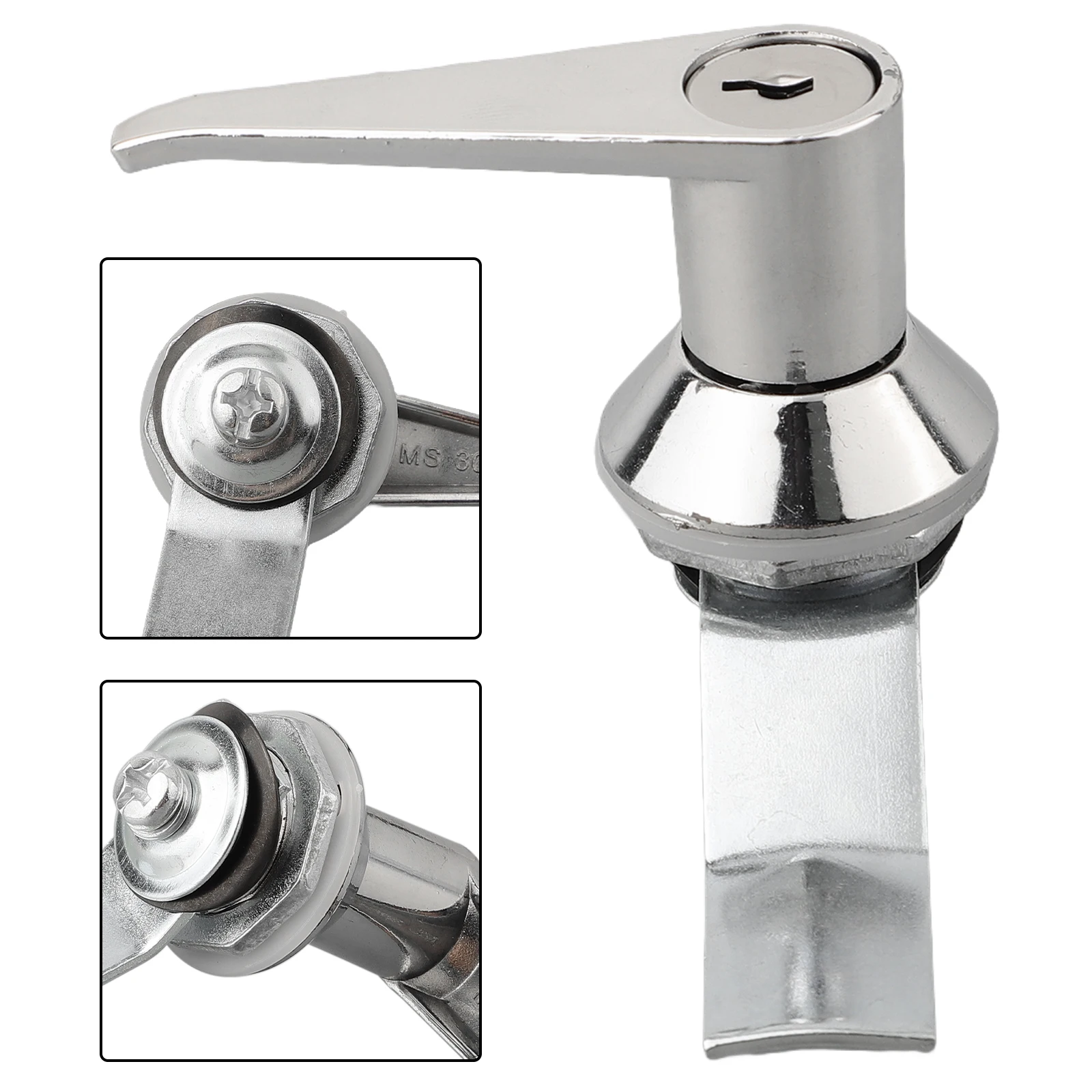 2 Keys Handle Lock 23*22*2-R2.5 Mm Hole Opening Size Panel Mount Cam Lock Easy Installation Long-Lasting Performance