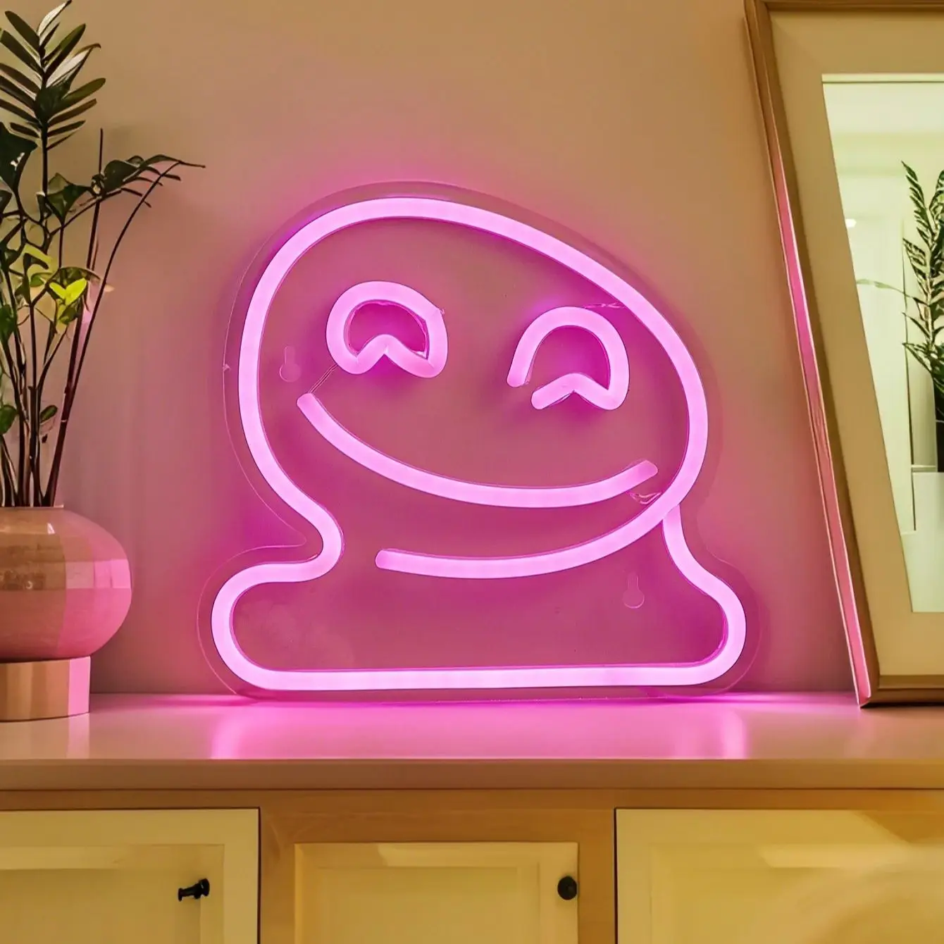 Chi-buy LED Neon Smiley doll USB Powered Neon Signs Night Light 3D Wall Art Bedroom Living Room Decor Lamp Signs