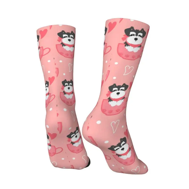 Liebe Tee tasse Miniatur Schnauzer Welpen Kleid Socken für Männer Frauen warme Mode Hund Crew Socken