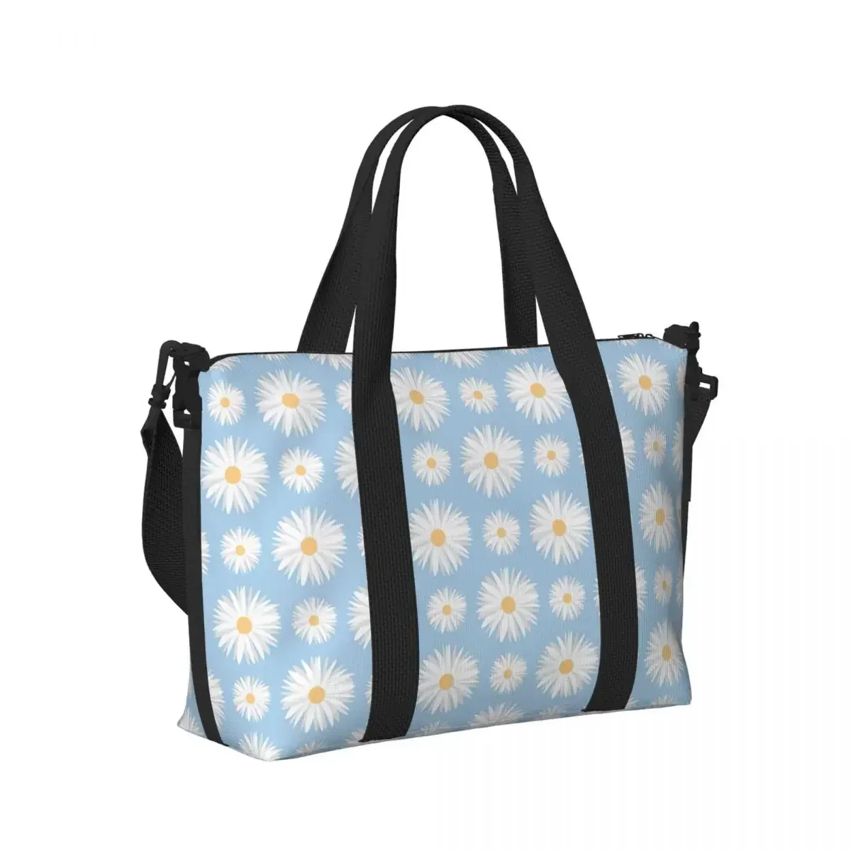 Daisy Floral Beach Travel Bag Large Capacity Tote Bags for Gym Yoga Women Shopping Duffle Shoulder Bag