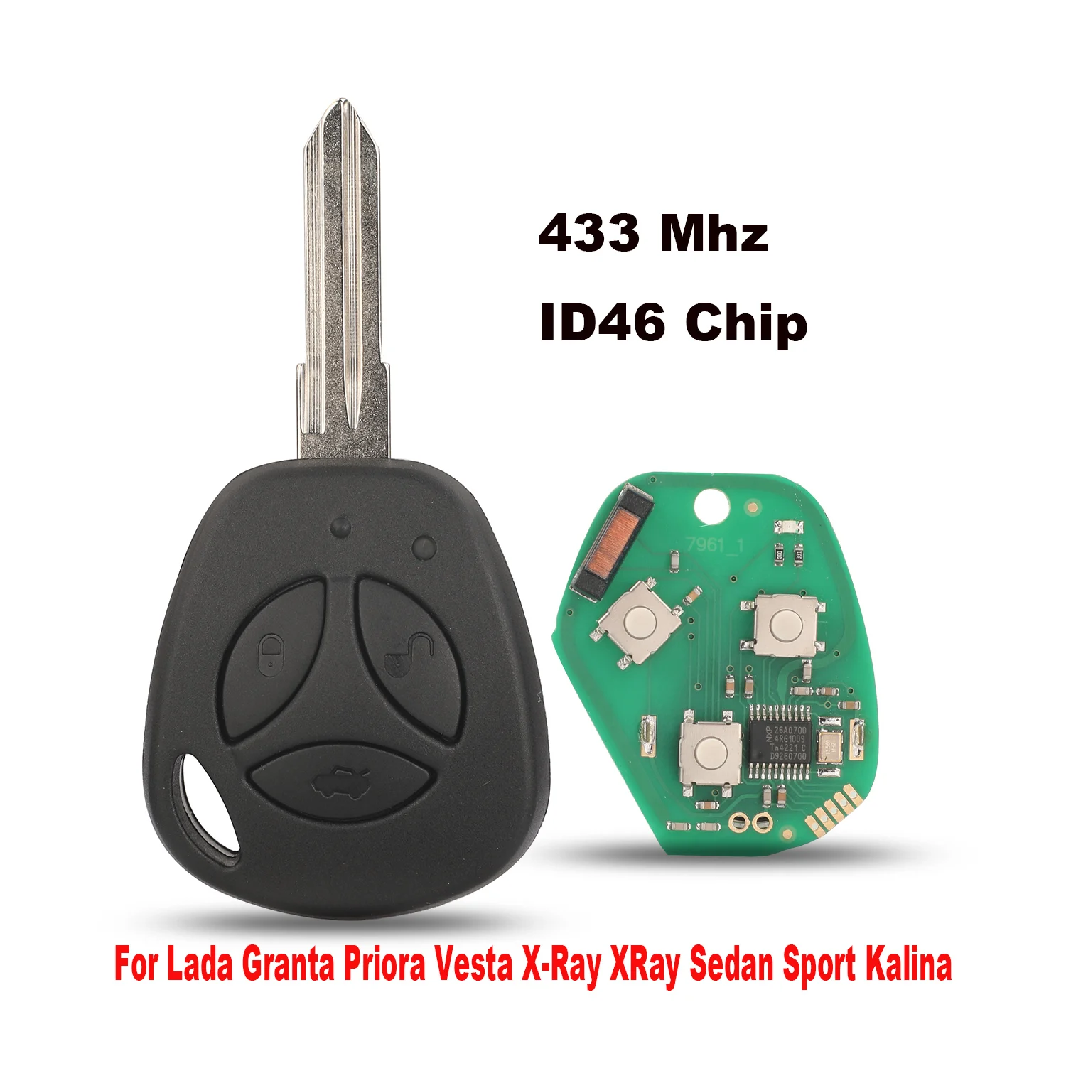 jingyuqin 2023 New Arrival 3 Buttons Remote Car Key 433 MHZ ID46 Chip For Lada Granta Priora Vesta X-Ray XRay Sedan Sport Kalina