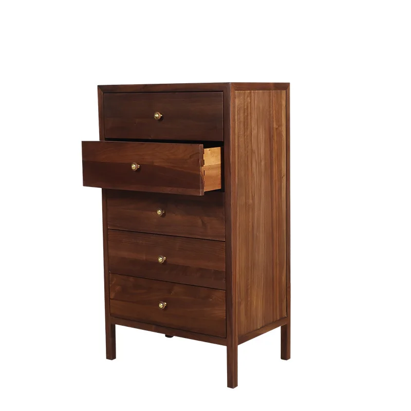 

Black walnut chest of drawers Living room locker Bedroom storage cabinet Modern simple entrance cabinet Solid wood chest