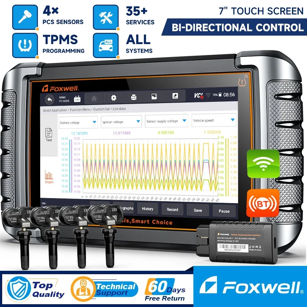 

FOXWELL NT809 TS OBD2 Scanner Bidirectional Control Car Diagnostic Tool TPMS Programming DPF OBD2 Bluetooth Automotive Scanner