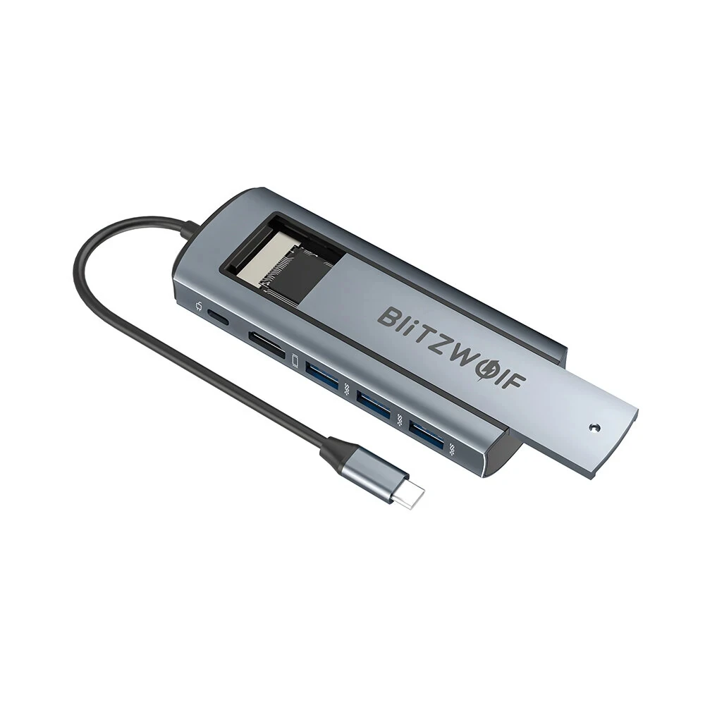 BlitzWolf BW-Neo TH13 Pro 6-in-1 Docking Station with SSD Card Slot Support M.2 Dual Protocol Hard Disk 3*USB 3.0 PD100W 4K@30H