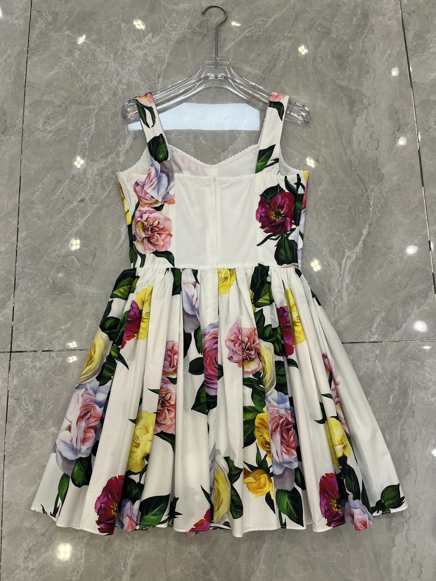 SEQINYY Elegant Mini Dress Summer Spring New Fashion Design Women Runway 100% Cotton Strapless Vintage Flower Print Sicily