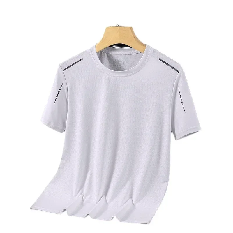 Quick Dry Ice Silk Sports Short Sleeves Men\'s T-shirt Summer Thin Mesh Air Conditioning Shirt Simple Versatile Body T-shirt Men